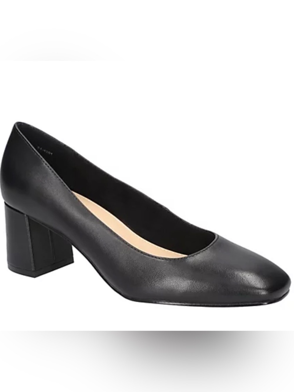 Bella Vita Black Leather Mid Block Heel Pump